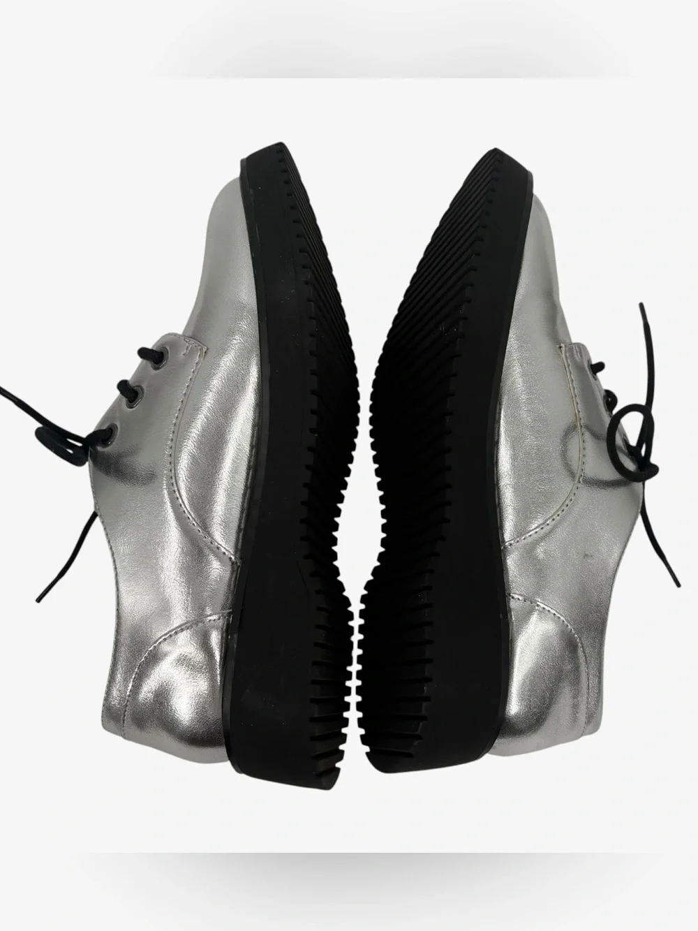 Madden Girl Silver Metallic Platform Oxfords Lace Up Shoes Women’s Size 8